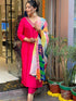 Pink Viscose Chanderi Pant Suit Acy9404 Closure View