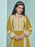 Mustard Faux Georgette Palazzo Suit Acy9448 Closure View