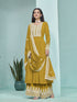 Mustard Faux Georgette Palazzo Suit Acy9448 Back View