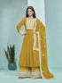 Mustard Faux Georgette Palazzo Suit Acy9448