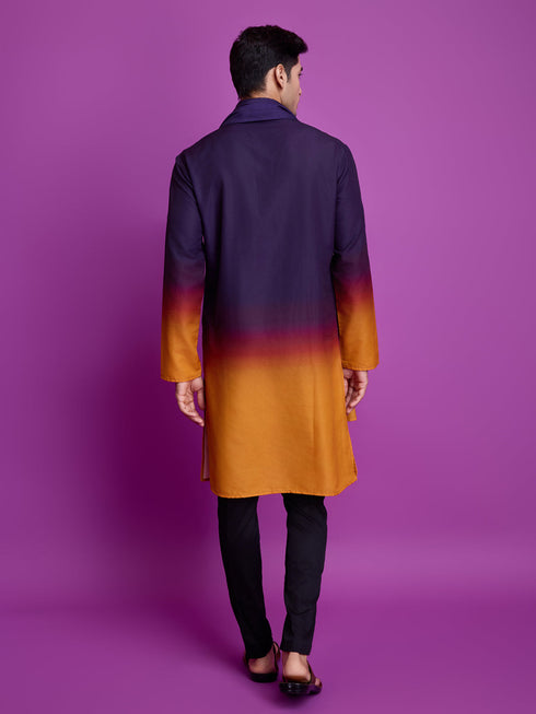 Purple & Mustard Kurta Rayon payjama Closure View