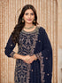 Blue Faux Georgette Pant Suit Acy9458 Closure View