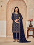 Blue Faux Georgette Pant Suit Acy9458 Back View