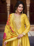 Yellow Vichitra Silk Anarkali Dress Acy9462 Closure View