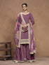 Burgundy Roman Silk Palazzo Suit Acy9469 Back View