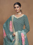 Teal Roman Silk Palazzo Suit Acy9470 Closure View