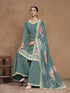 Teal Roman Silk Palazzo Suit Acy9470 Back View