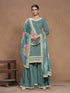 Teal Roman Silk Palazzo Suit Acy9470