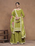 Green Roman Silk Palazzo Suit Acy9471 Back View