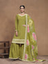 Green Roman Silk Palazzo Suit Acy9471