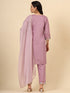 Purple Silk Blend Pant Suit Acy9473 Closure View