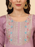Purple Silk Blend Pant Suit Acy9473 Back View