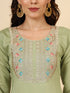 Green Silk Blend Pant Suit Acy9474 Back View