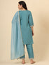 Teal Silk Blend Pant Suit Acy9477 Closure View