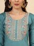 Teal Silk Blend Pant Suit Acy9477 Back View