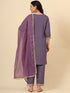 Purple Silk Blend Pant Suit Acy9478 Closure View