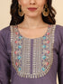 Purple Silk Blend Pant Suit Acy9478 Back View