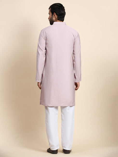 Light Mauve Kurta Viscose Rayon Payjama Closure View