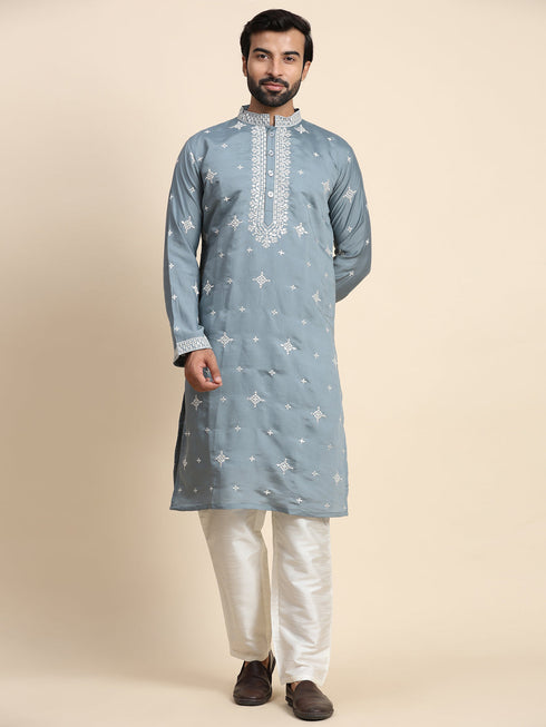 Blue Kurta Silk Payjama