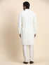 Off White Kurta Georgette Payjama Closure View