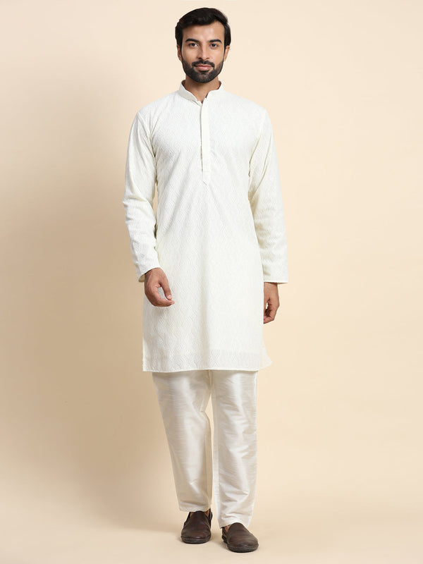 Off White Kurta Georgette Payjama
