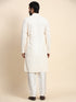 Cream Kurta Cotton Payjama Closure View