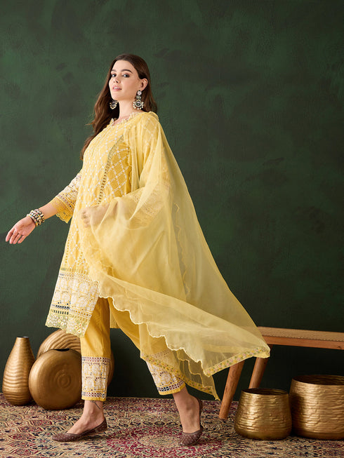 Yellow Cotton Pant Suit Acy9524 Salwar Kameez