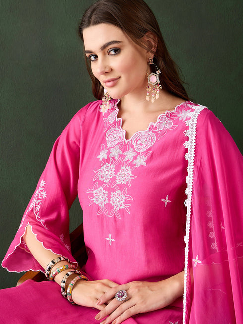 Pink Chanderi Pant Suit Acy9525 Back View