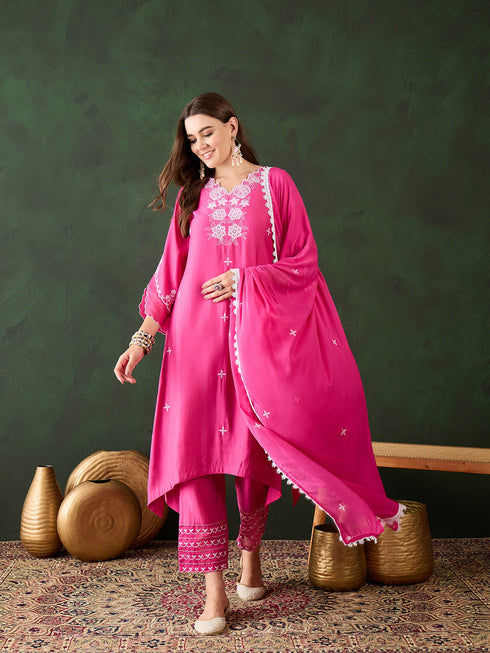 Pink Chanderi Pant Suit Acy9525