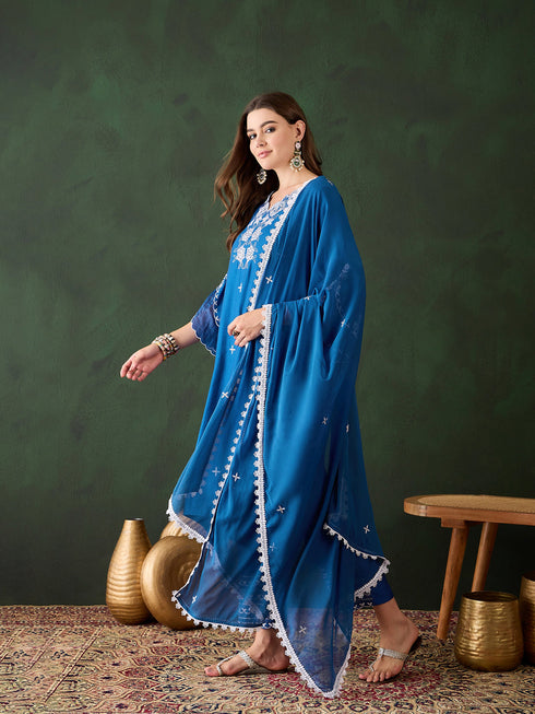Blue Chanderi Pant Suit Acy9526 Salwar Kameez