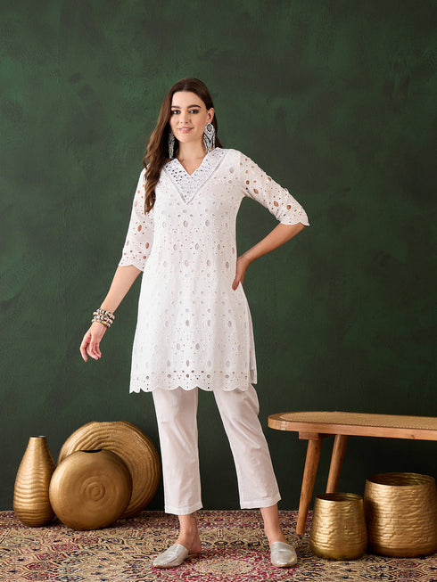 White Cotton Pant Suit Acy9527