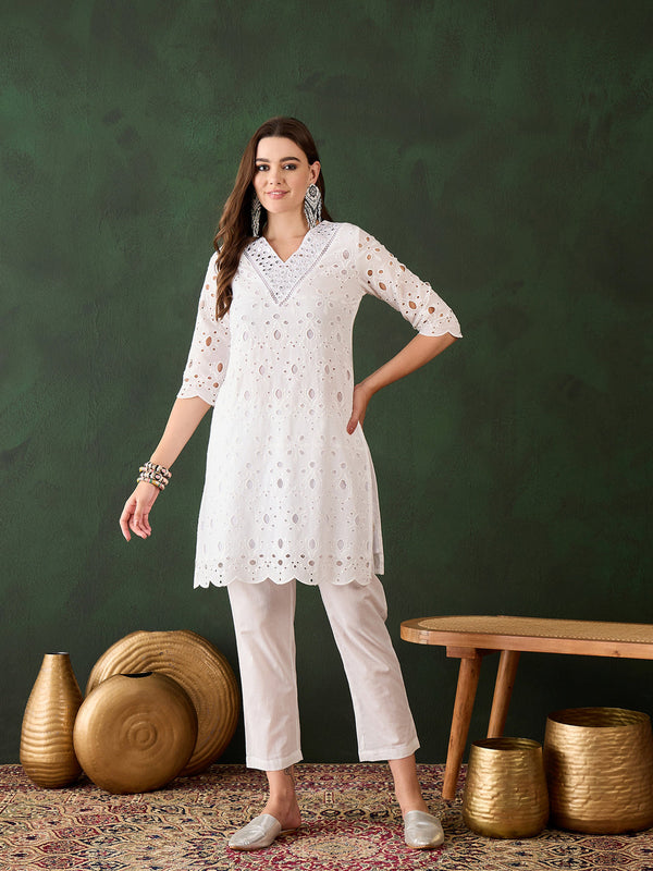 White Cotton Pant Suit Acy9527