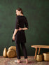 Black Cotton Pant Suit Acy9528 Closure View