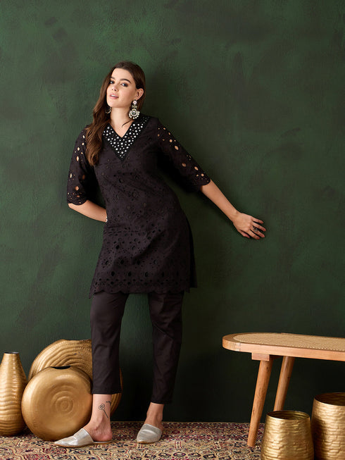 Black Cotton Pant Suit Acy9528 Salwar Kameez