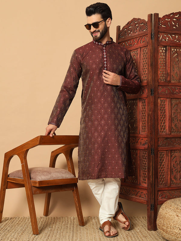 Maroon Kurta Jacquard Payjama