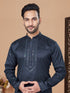 Navy Blue Kurta Silk Payjama Closure View