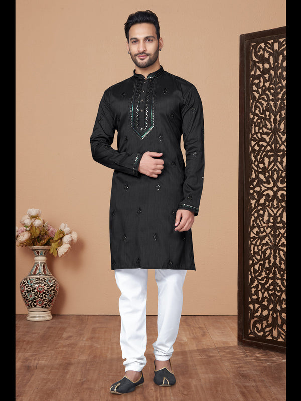 Black Kurta Silk Payjama