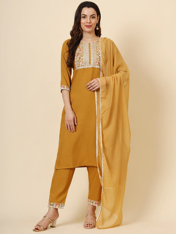 Mustard Cotton Pant Suit Acy9575