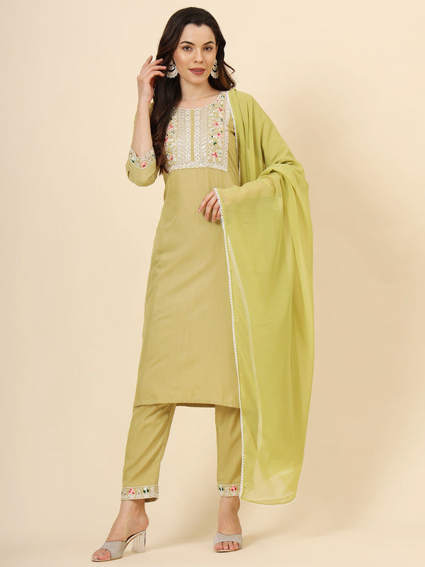 Green Cotton Pant Suit Acy9576