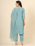 Blue Cotton Pant Suit Acy9578 Closure View