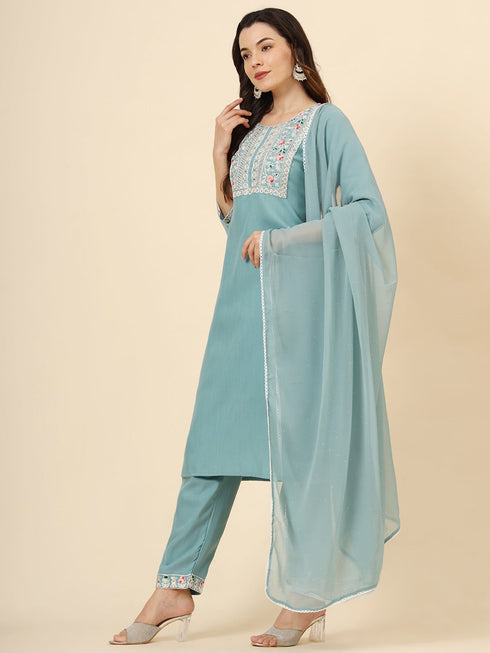 Blue Cotton Pant Suit Acy9578 Salwar Kameez