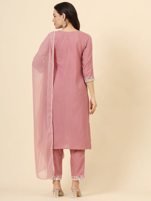 Pink Cotton Pant Suit Acy9579 Closure View