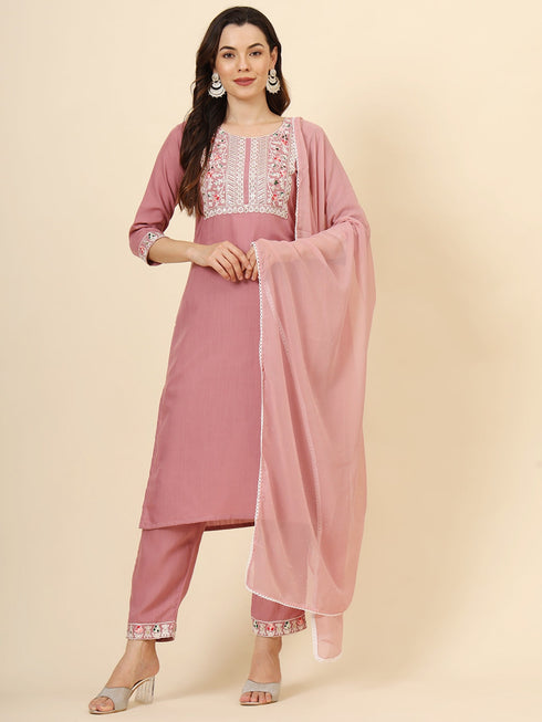 Pink Cotton Pant Suit Acy9579