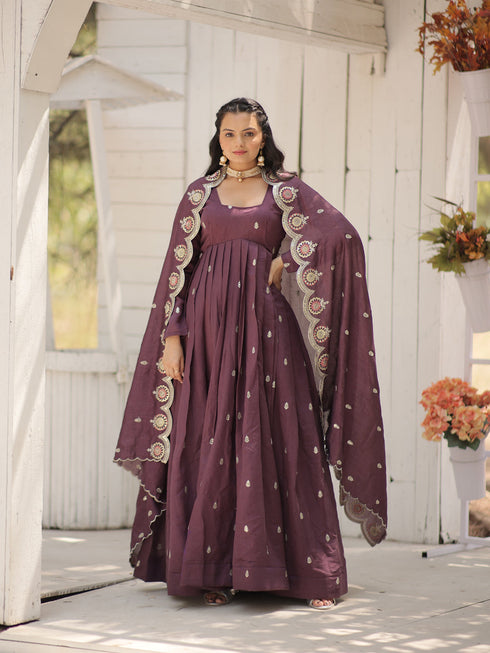 Onion Vichitra Shimmer Anarkali Dress Acy9580