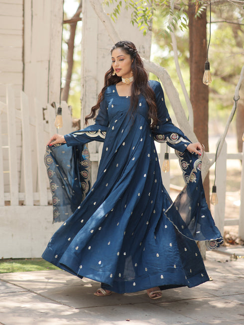 Rama Vichitra Shimmer Anarkali Dress Acy9581 Closure View