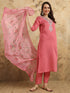 Pink Chanderi Pant Suit Acy9725 Closure View