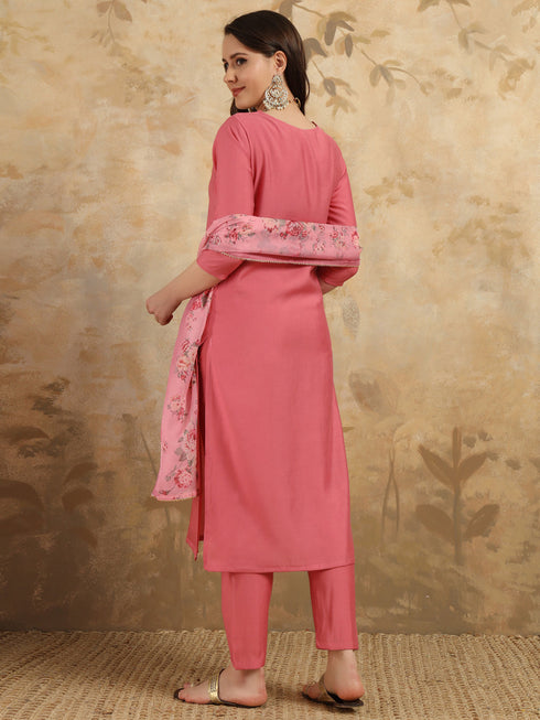 Pink Chanderi Pant Suit Acy9725 Salwar Kameez