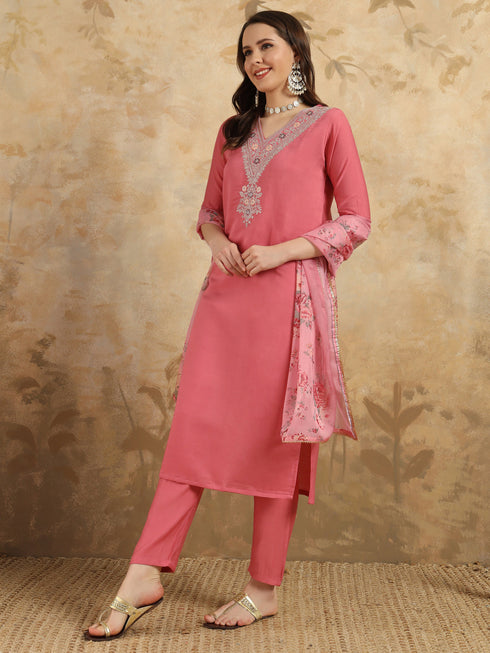 Pink Chanderi Pant Suit Acy9725