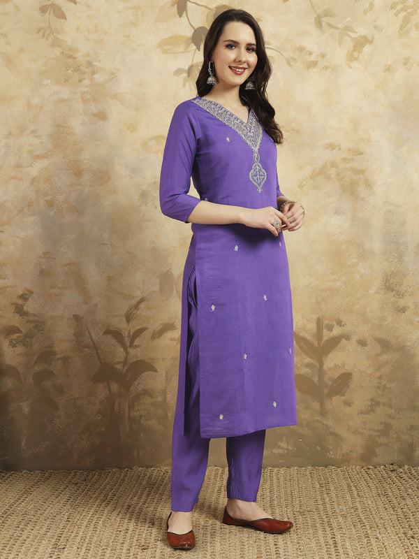 Lavender Chanderi Pant Suit Acy9726