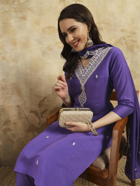 Lavender Chanderi Pant Suit Acy9726 Salwar Kameez